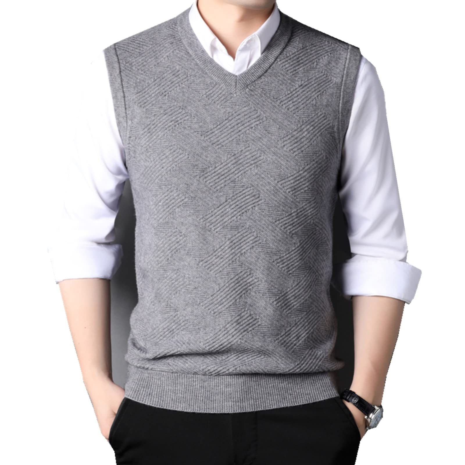 Amazon.co.jp: ニットベストメンズ メンズニットノースリーブセーター